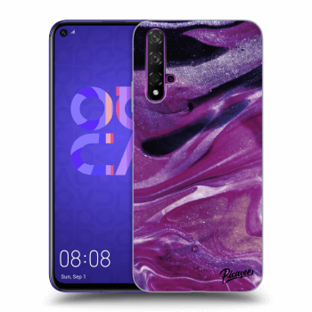 Picasee silikonový průhledný obal pro Huawei Nova 5T - Purple glitter
