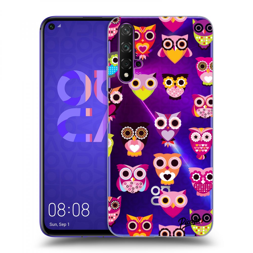 Picasee silikonový průhledný obal pro Huawei Nova 5T - Owls
