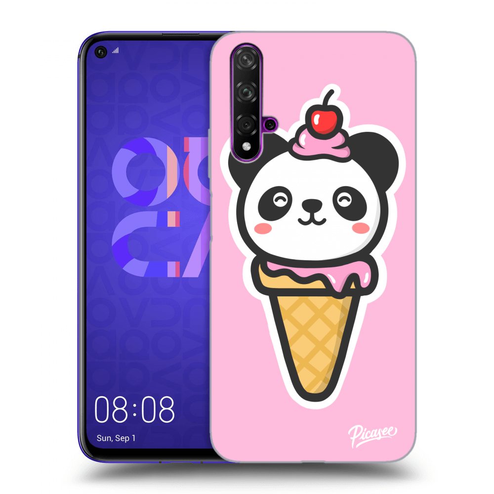 Picasee silikonový černý obal pro Huawei Nova 5T - Ice Cream Panda
