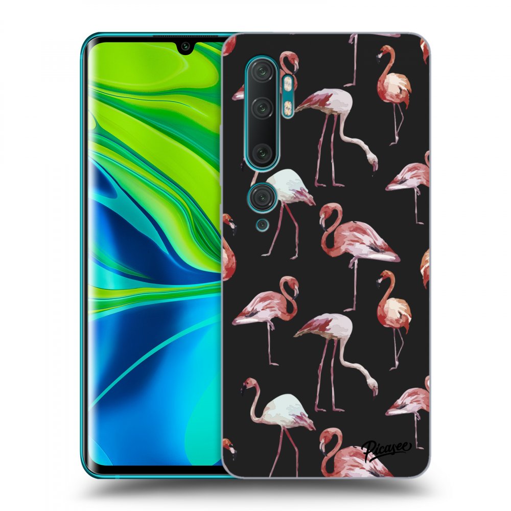 Picasee silikonový černý obal pro Xiaomi Mi Note 10 (Pro) - Flamingos