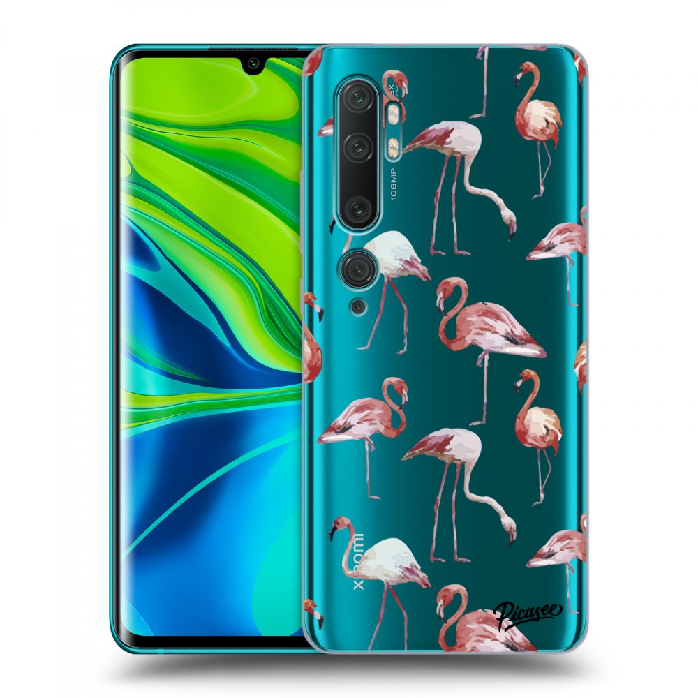 Picasee silikonový průhledný obal pro Xiaomi Mi Note 10 (Pro) - Flamingos