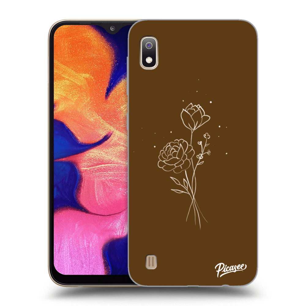 Picasee silikonový průhledný obal pro Samsung Galaxy A10 A105F - Brown flowers