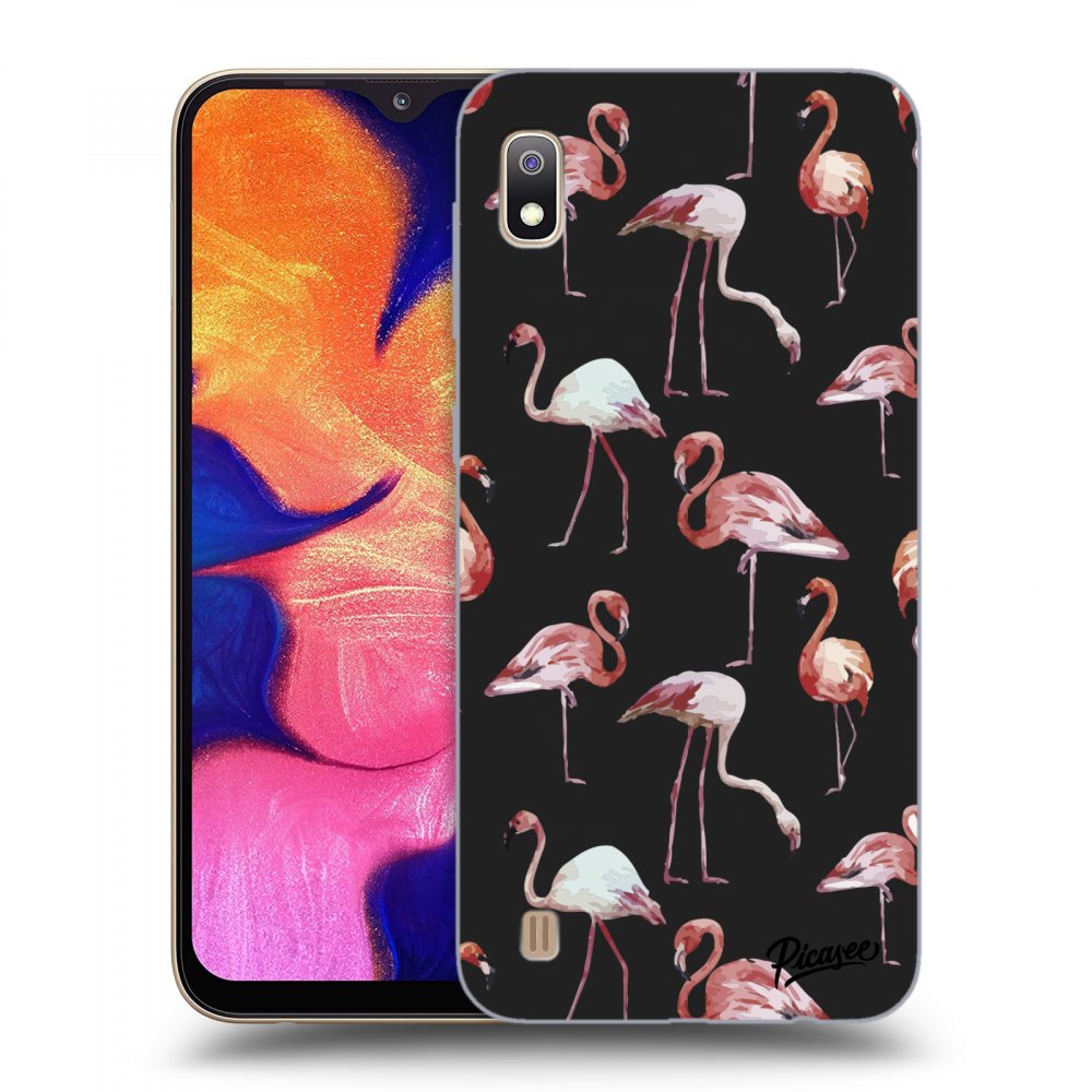 Picasee silikonový černý obal pro Samsung Galaxy A10 A105F - Flamingos