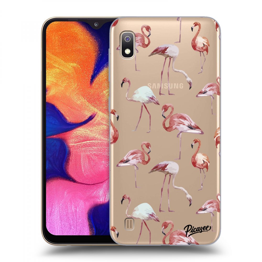 Picasee silikonový průhledný obal pro Samsung Galaxy A10 A105F - Flamingos