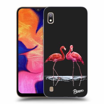 Picasee silikonový černý obal pro Samsung Galaxy A10 A105F - Flamingos couple
