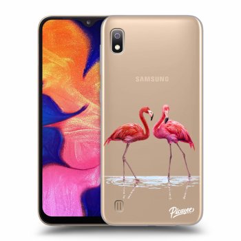 Picasee silikonový průhledný obal pro Samsung Galaxy A10 A105F - Flamingos couple