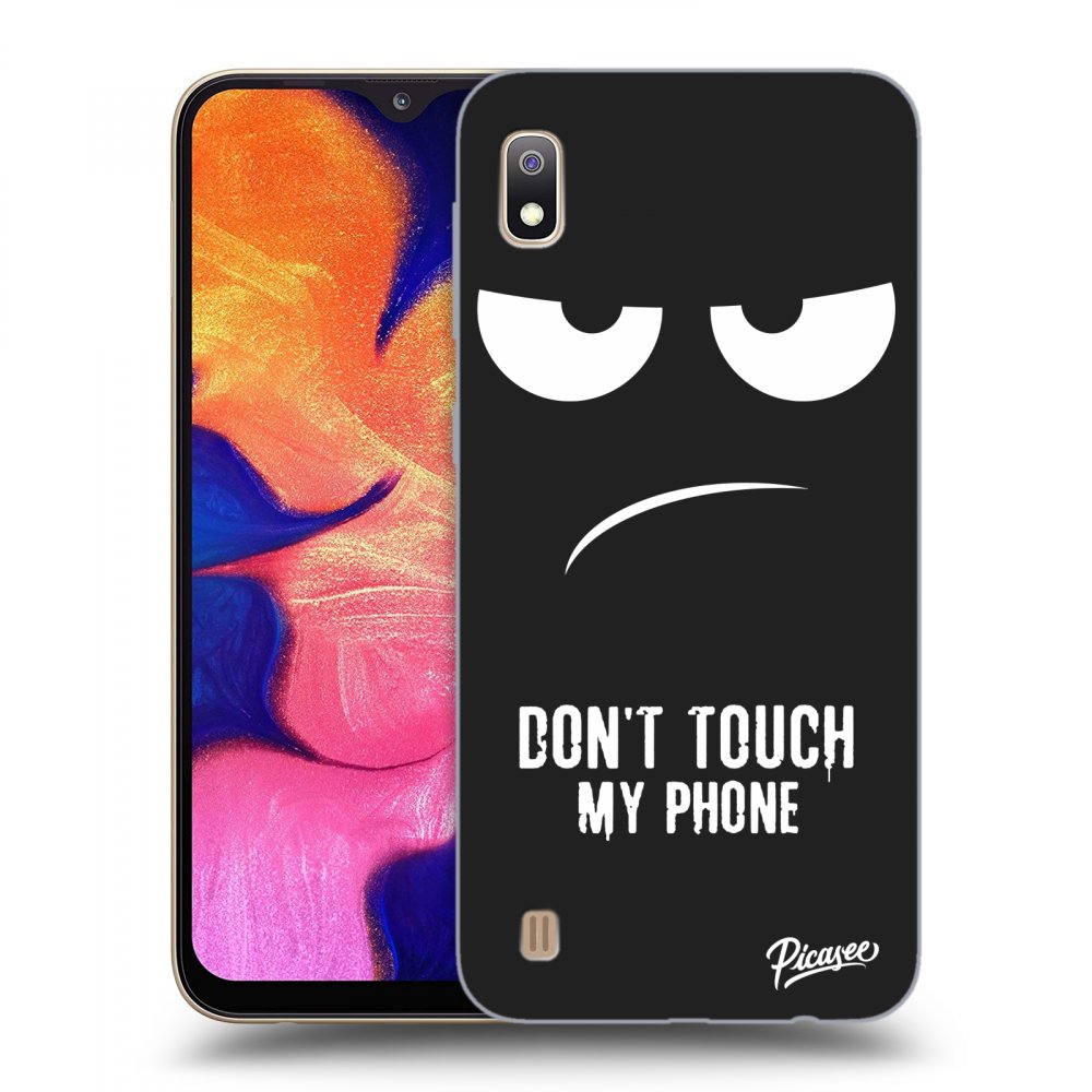 Picasee silikonový černý obal pro Samsung Galaxy A10 A105F - Don't Touch My Phone