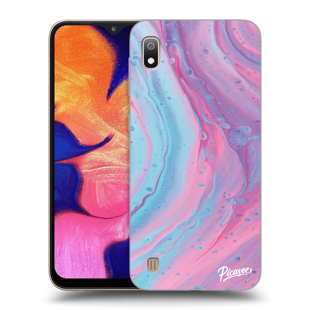 Picasee silikonový průhledný obal pro Samsung Galaxy A10 A105F - Pink liquid