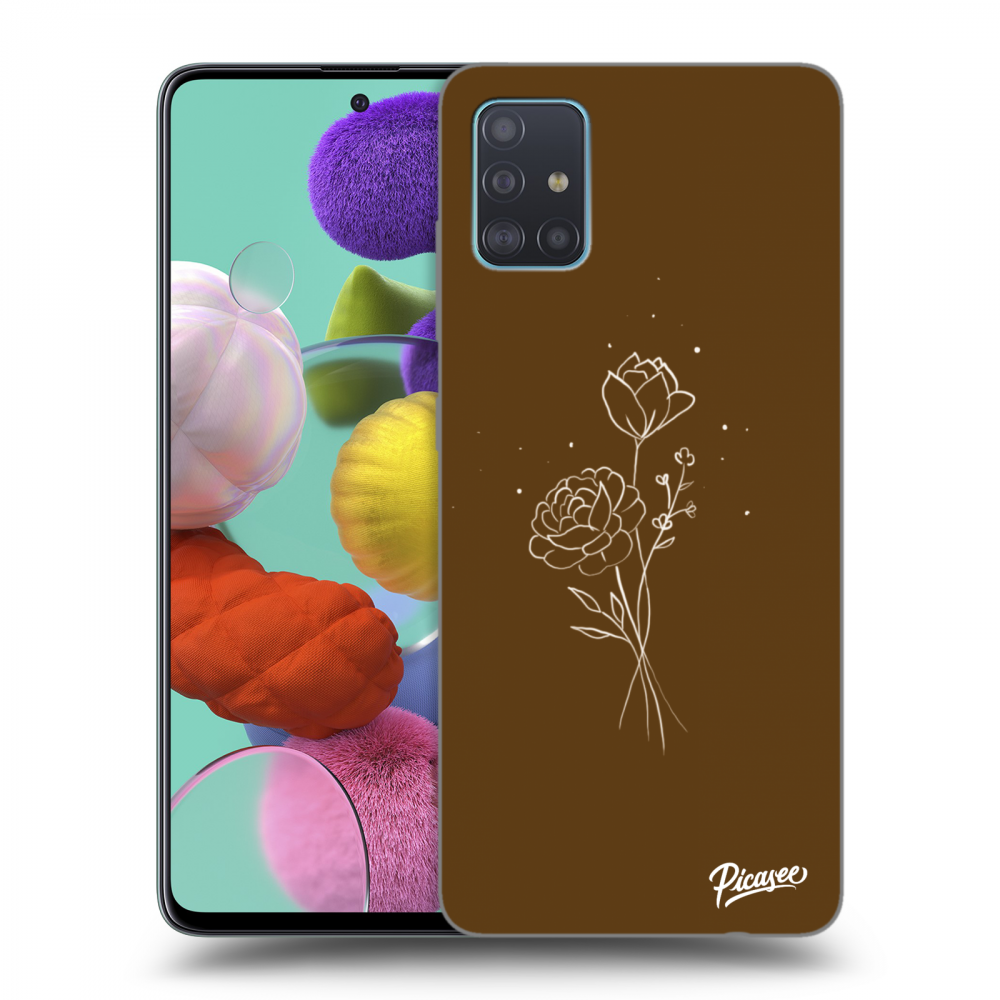 Picasee silikonový černý obal pro Samsung Galaxy A51 A515F - Brown flowers