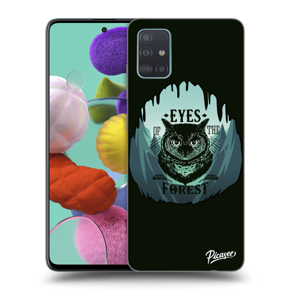 Picasee silikonový černý obal pro Samsung Galaxy A51 A515F - Forest owl