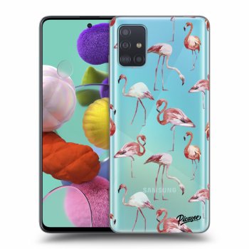 Picasee silikonový průhledný obal pro Samsung Galaxy A51 A515F - Flamingos