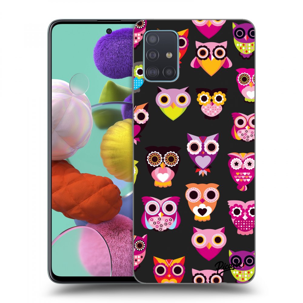 Picasee silikonový černý obal pro Samsung Galaxy A51 A515F - Owls