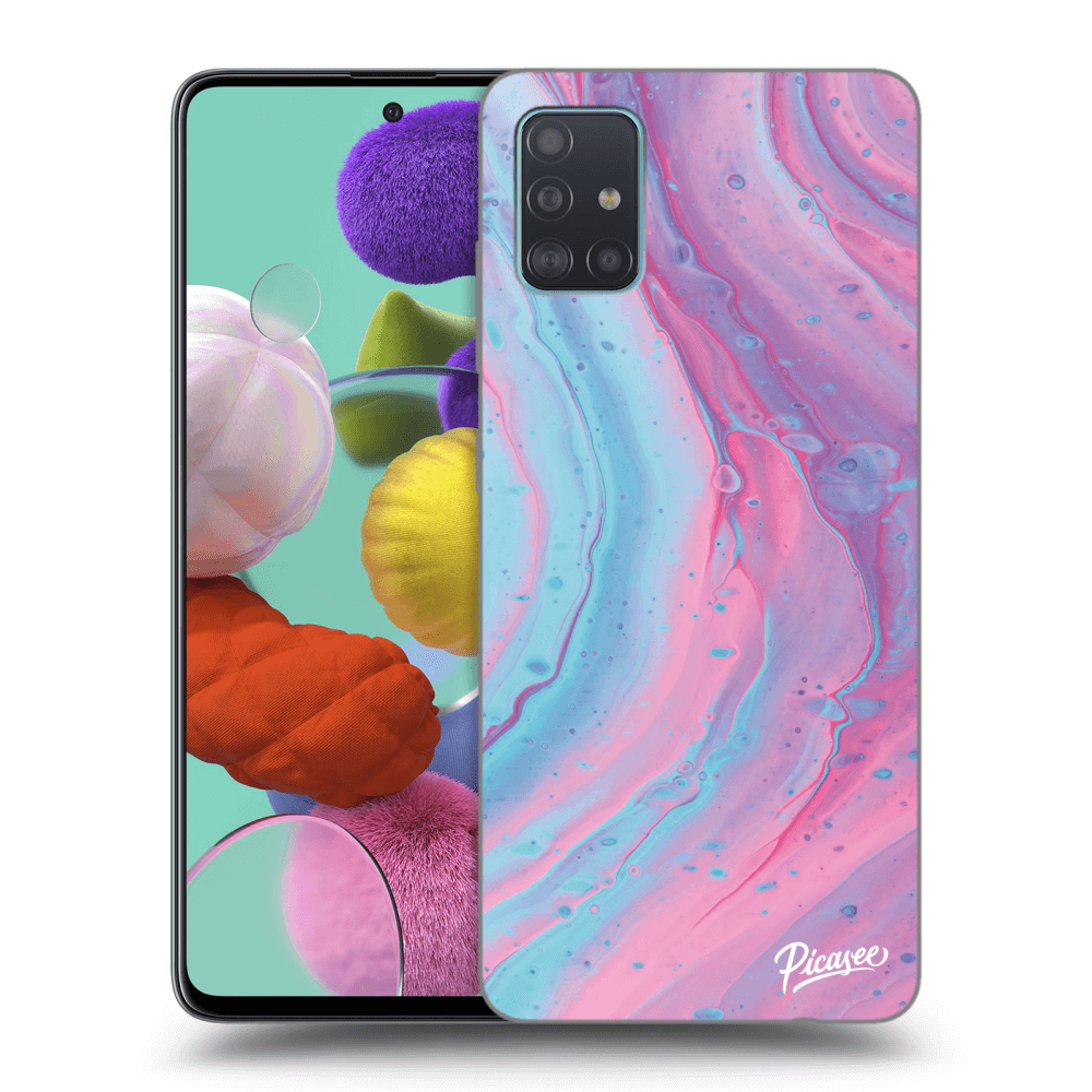 Picasee silikonový průhledný obal pro Samsung Galaxy A51 A515F - Pink liquid