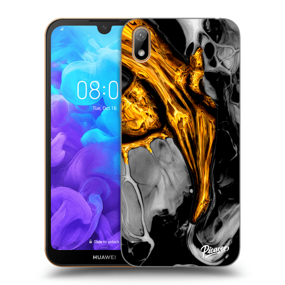 Picasee silikonový černý obal pro Huawei Y5 2019 - Black Gold