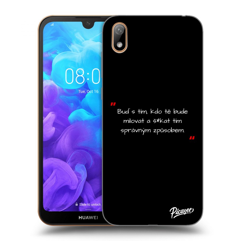 Picasee silikonový černý obal pro Huawei Y5 2019 - Správná láska Bílá