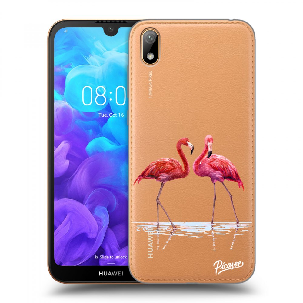 Picasee silikonový průhledný obal pro Huawei Y5 2019 - Flamingos couple