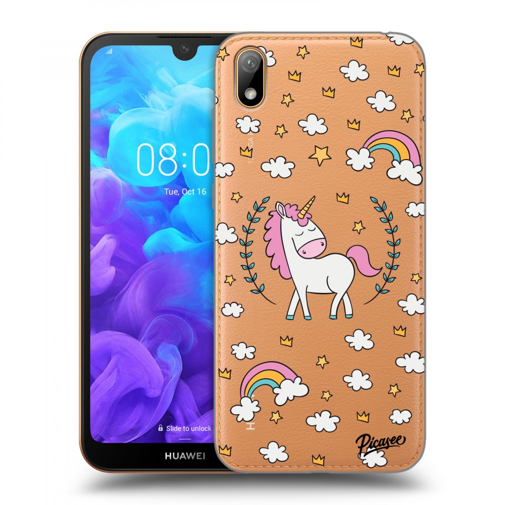 Picasee silikonový průhledný obal pro Huawei Y5 2019 - Unicorn star heaven