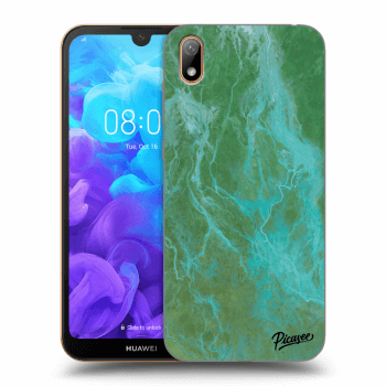 Picasee silikonový černý obal pro Huawei Y5 2019 - Green marble