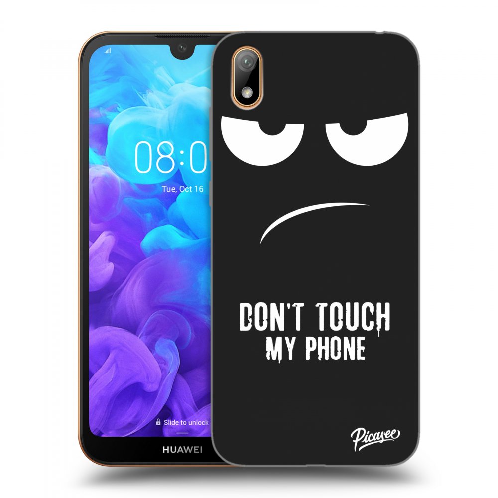 Picasee silikonový černý obal pro Huawei Y5 2019 - Don't Touch My Phone