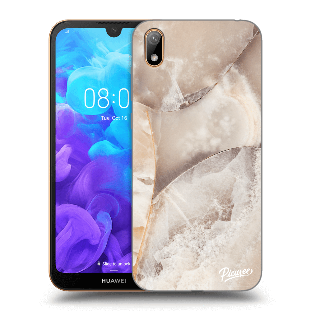 Picasee silikonový černý obal pro Huawei Y5 2019 - Cream marble