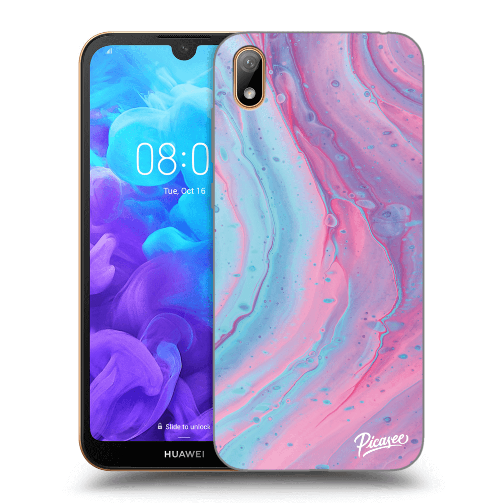 Picasee silikonový průhledný obal pro Huawei Y5 2019 - Pink liquid