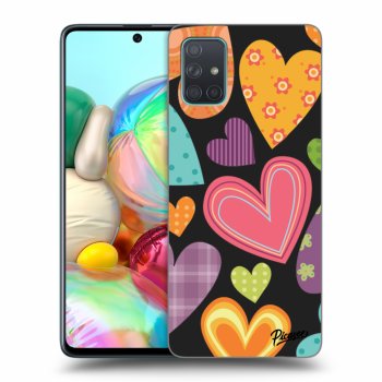 Picasee silikonový černý obal pro Samsung Galaxy A71 A715F - Colored heart