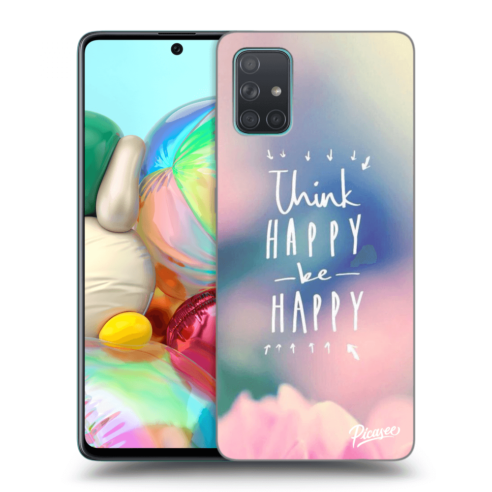Picasee silikonový průhledný obal pro Samsung Galaxy A71 A715F - Think happy be happy