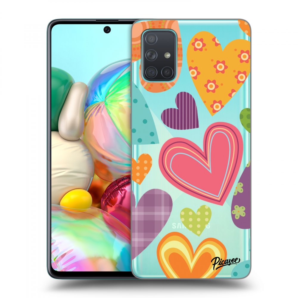 Picasee silikonový průhledný obal pro Samsung Galaxy A71 A715F - Colored heart