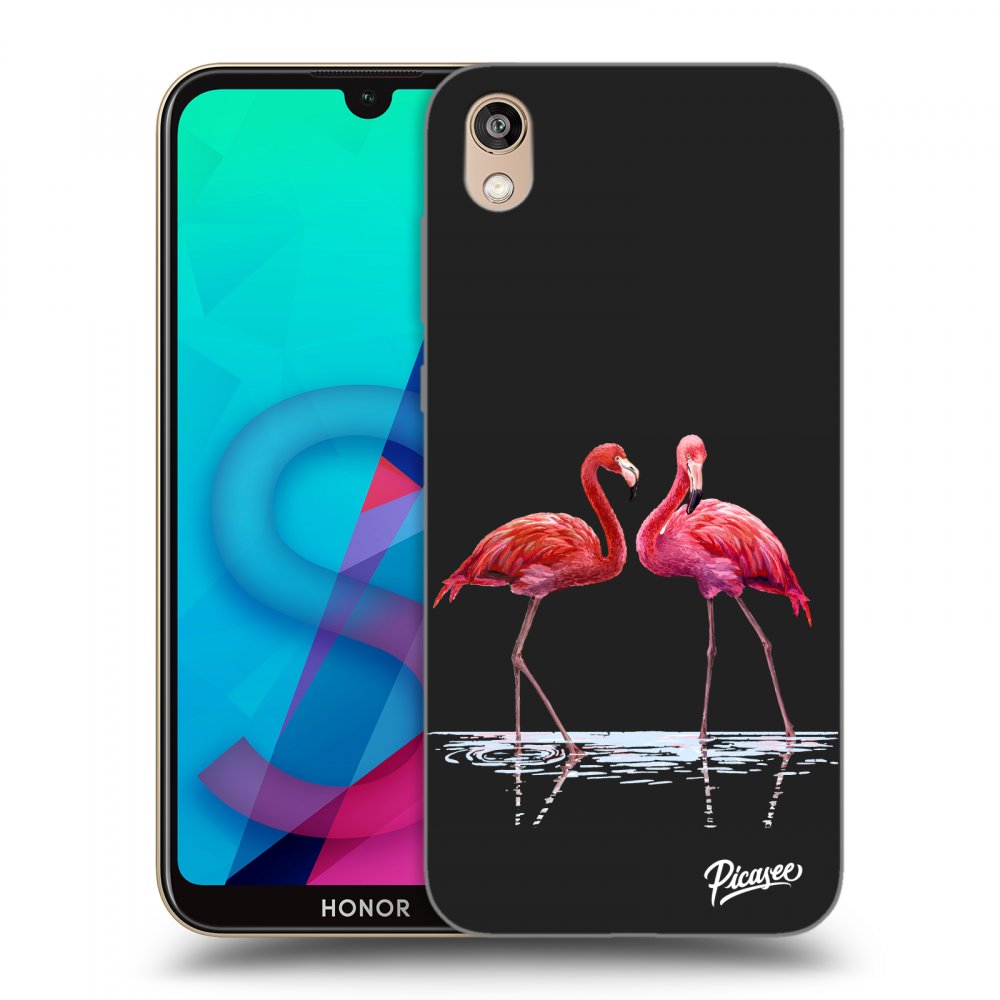 Picasee silikonový černý obal pro Honor 8S - Flamingos couple