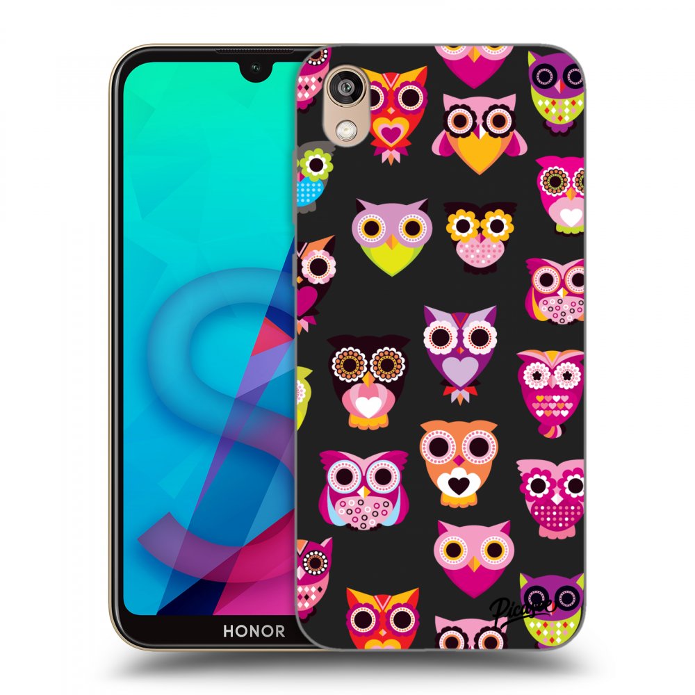 Picasee silikonový černý obal pro Honor 8S - Owls