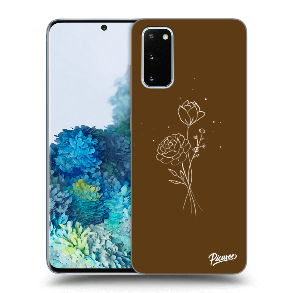 Picasee silikonový průhledný obal pro Samsung Galaxy S20 G980F - Brown flowers