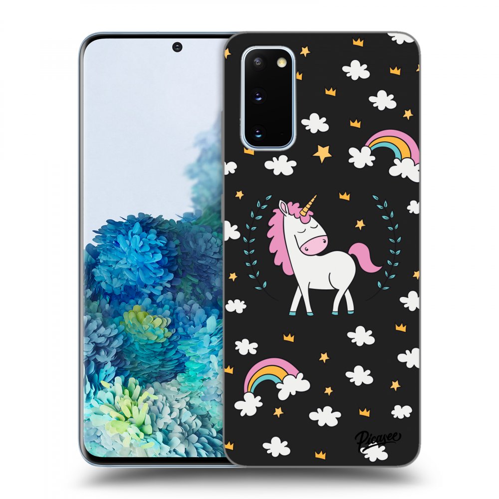 Picasee silikonový černý obal pro Samsung Galaxy S20 G980F - Unicorn star heaven