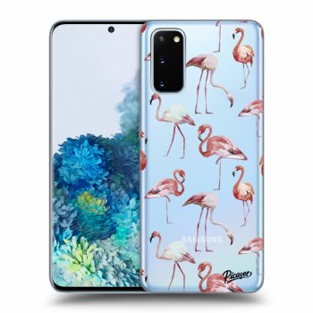 Picasee silikonový průhledný obal pro Samsung Galaxy S20 G980F - Flamingos
