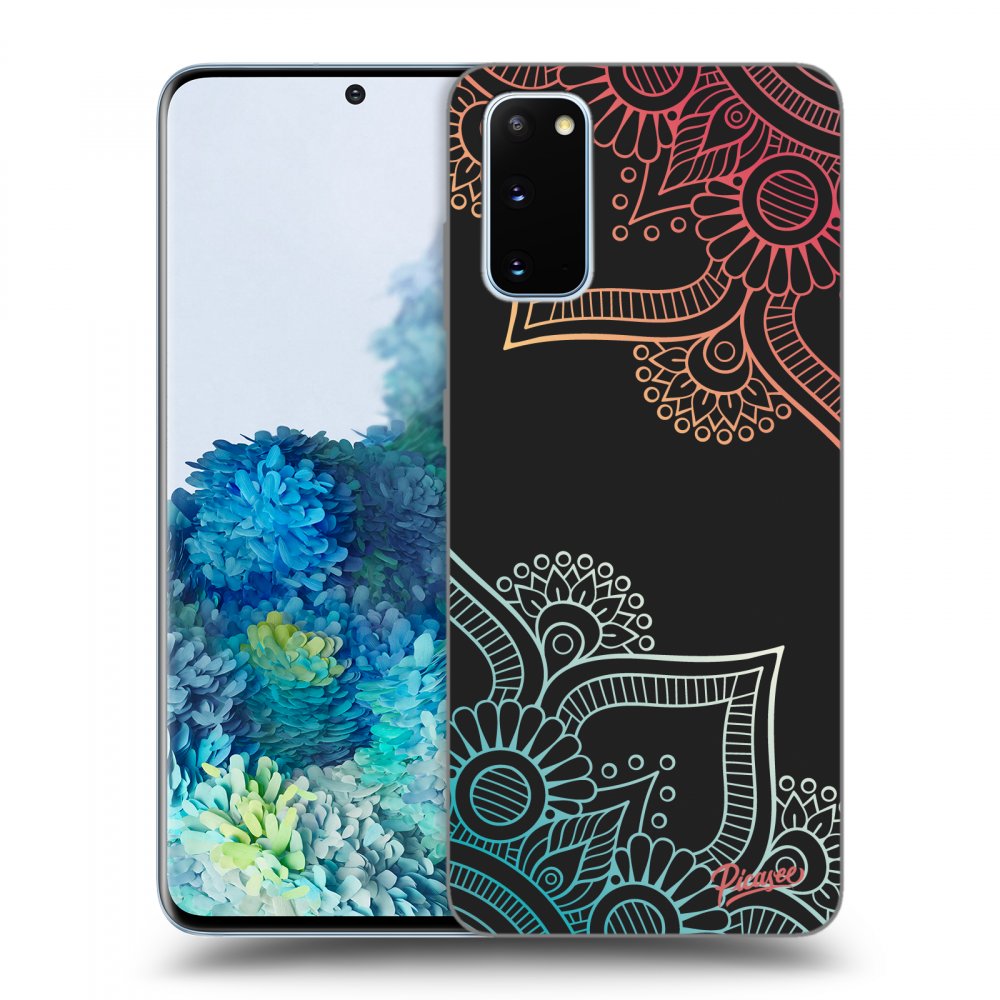 Picasee silikonový černý obal pro Samsung Galaxy S20 G980F - Flowers pattern