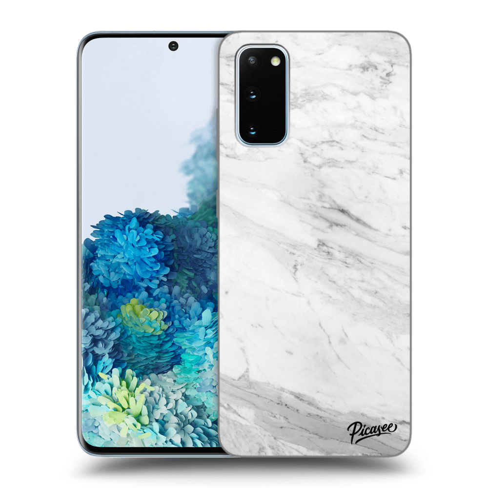 Picasee silikonový černý obal pro Samsung Galaxy S20 G980F - White marble