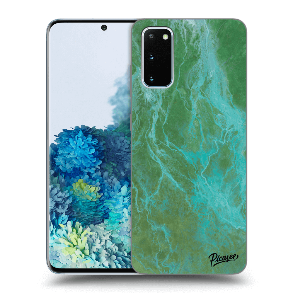 Picasee silikonový průhledný obal pro Samsung Galaxy S20 G980F - Green marble