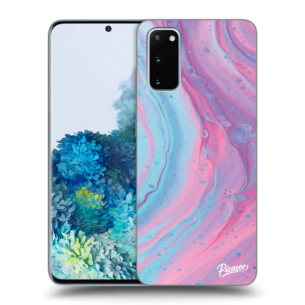 Picasee silikonový průhledný obal pro Samsung Galaxy S20 G980F - Pink liquid