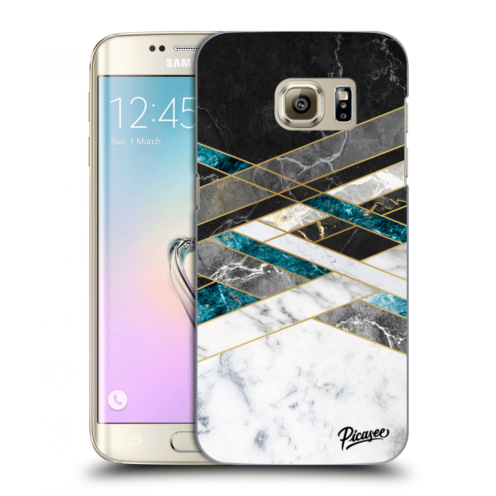 Picasee silikonový průhledný obal pro Samsung Galaxy S7 Edge G935F - Black & White geometry