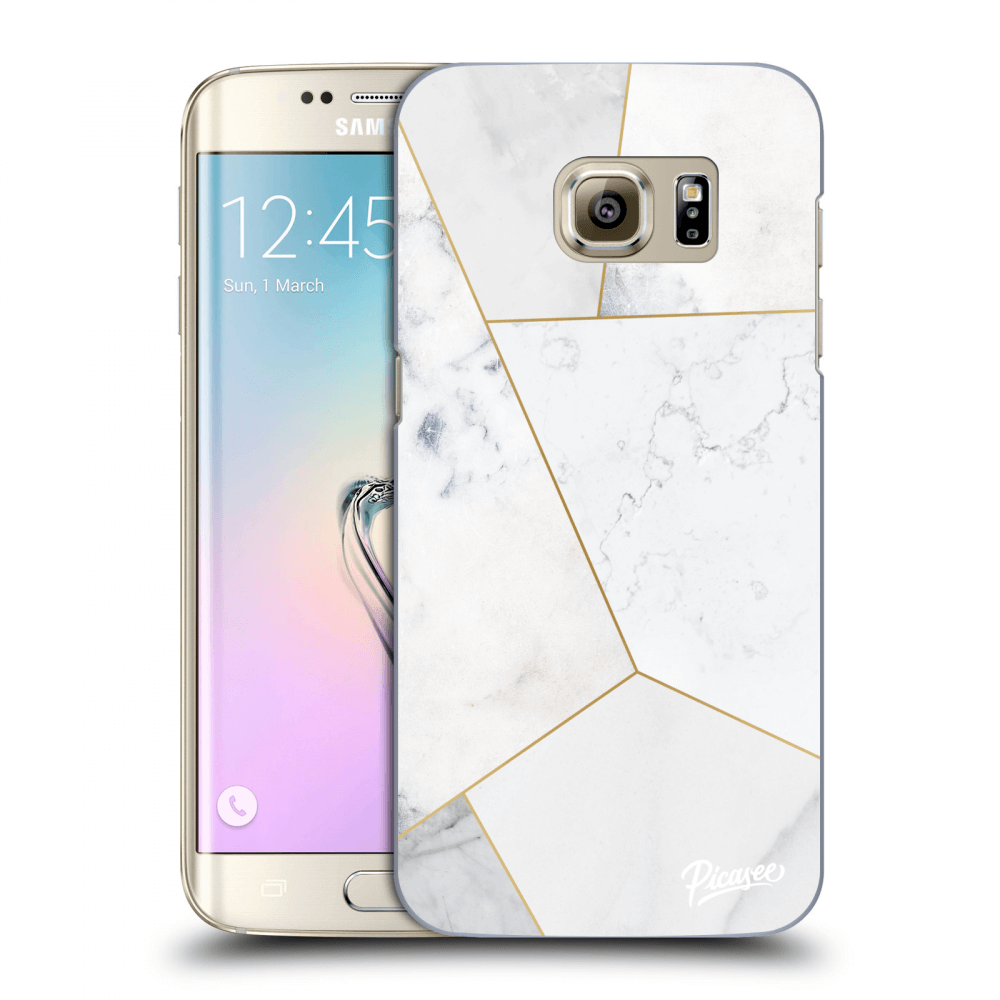 Picasee silikonový průhledný obal pro Samsung Galaxy S7 Edge G935F - White tile