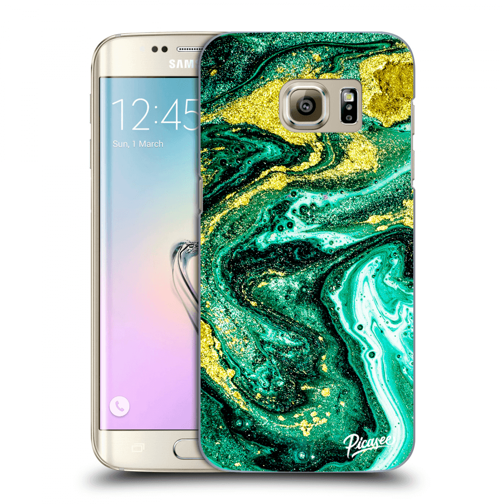 Picasee silikonový průhledný obal pro Samsung Galaxy S7 Edge G935F - Green Gold