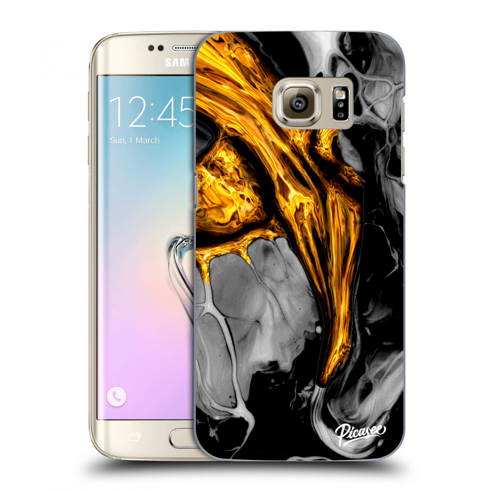 Picasee silikonový průhledný obal pro Samsung Galaxy S7 Edge G935F - Black Gold