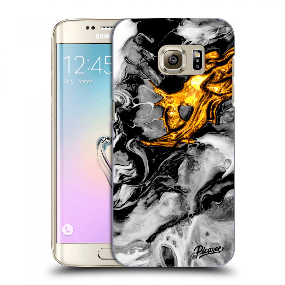 Picasee silikonový průhledný obal pro Samsung Galaxy S7 Edge G935F - Black Gold 2