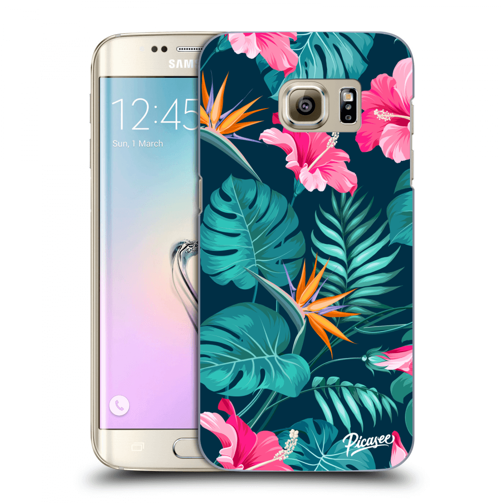 Picasee silikonový průhledný obal pro Samsung Galaxy S7 Edge G935F - Pink Monstera