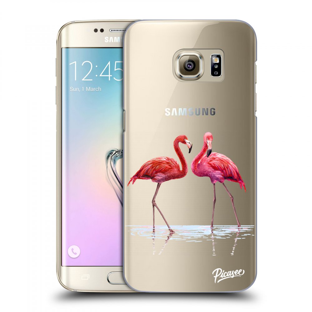 Picasee silikonový průhledný obal pro Samsung Galaxy S7 Edge G935F - Flamingos couple