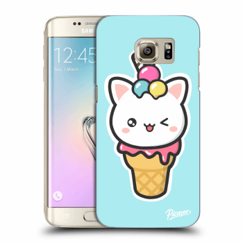 Picasee silikonový průhledný obal pro Samsung Galaxy S7 Edge G935F - Ice Cream Cat