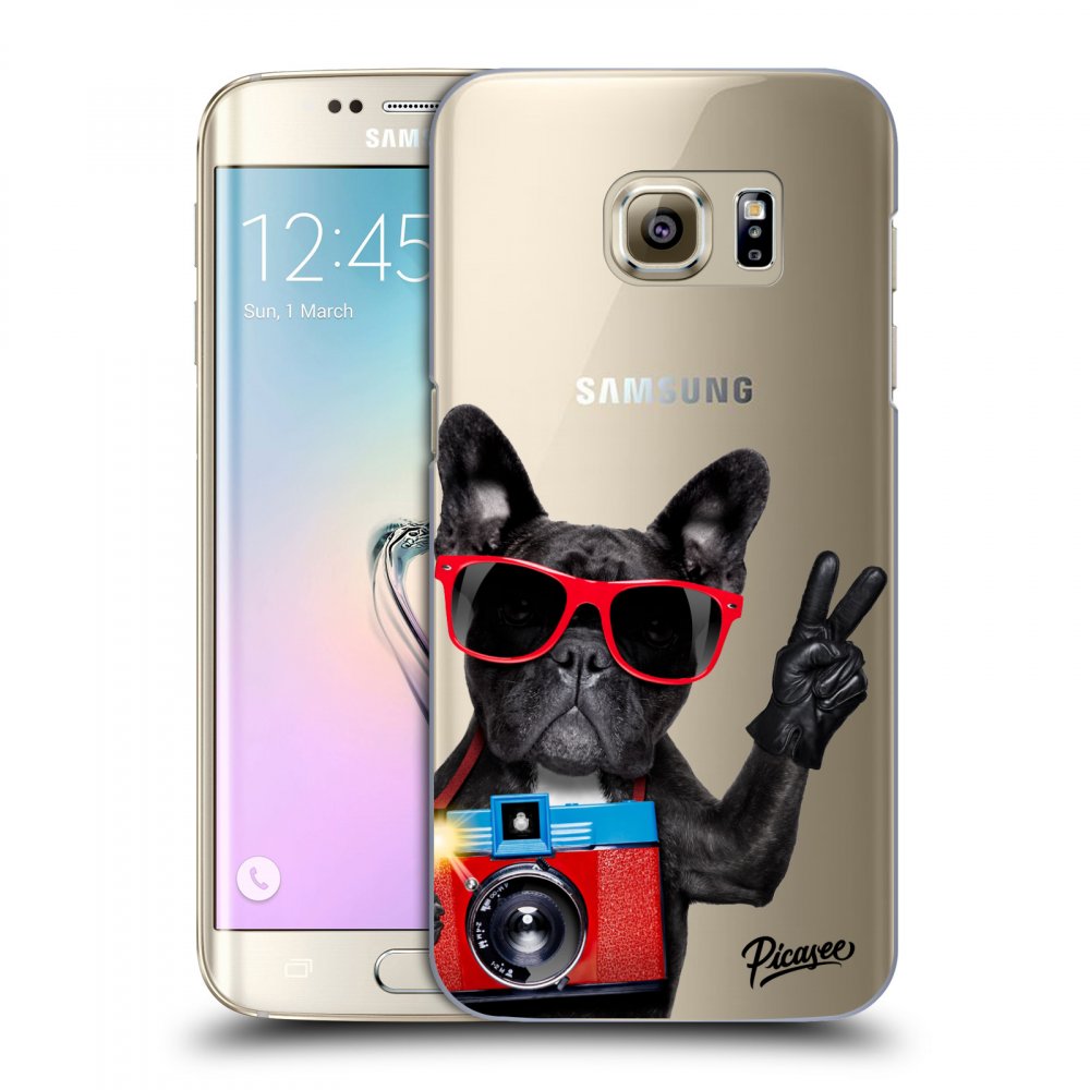 Picasee silikonový průhledný obal pro Samsung Galaxy S7 Edge G935F - French Bulldog