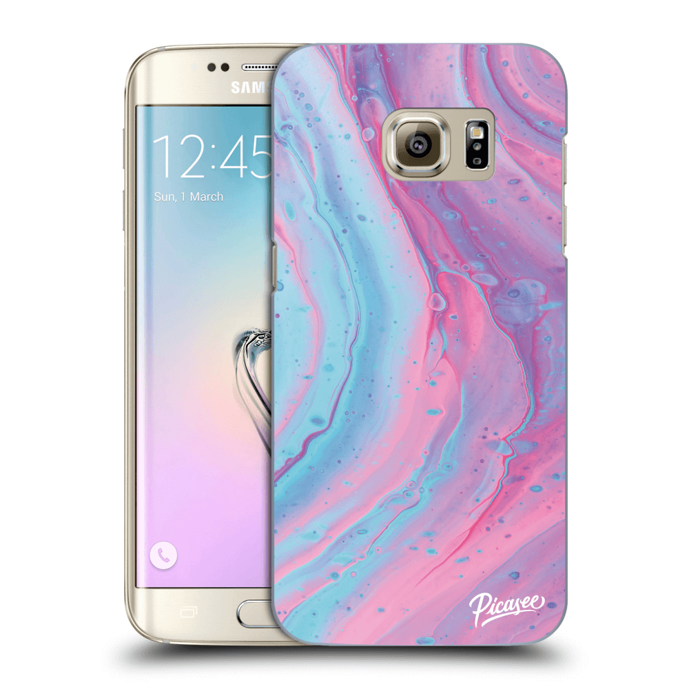 Picasee silikonový průhledný obal pro Samsung Galaxy S7 Edge G935F - Pink liquid