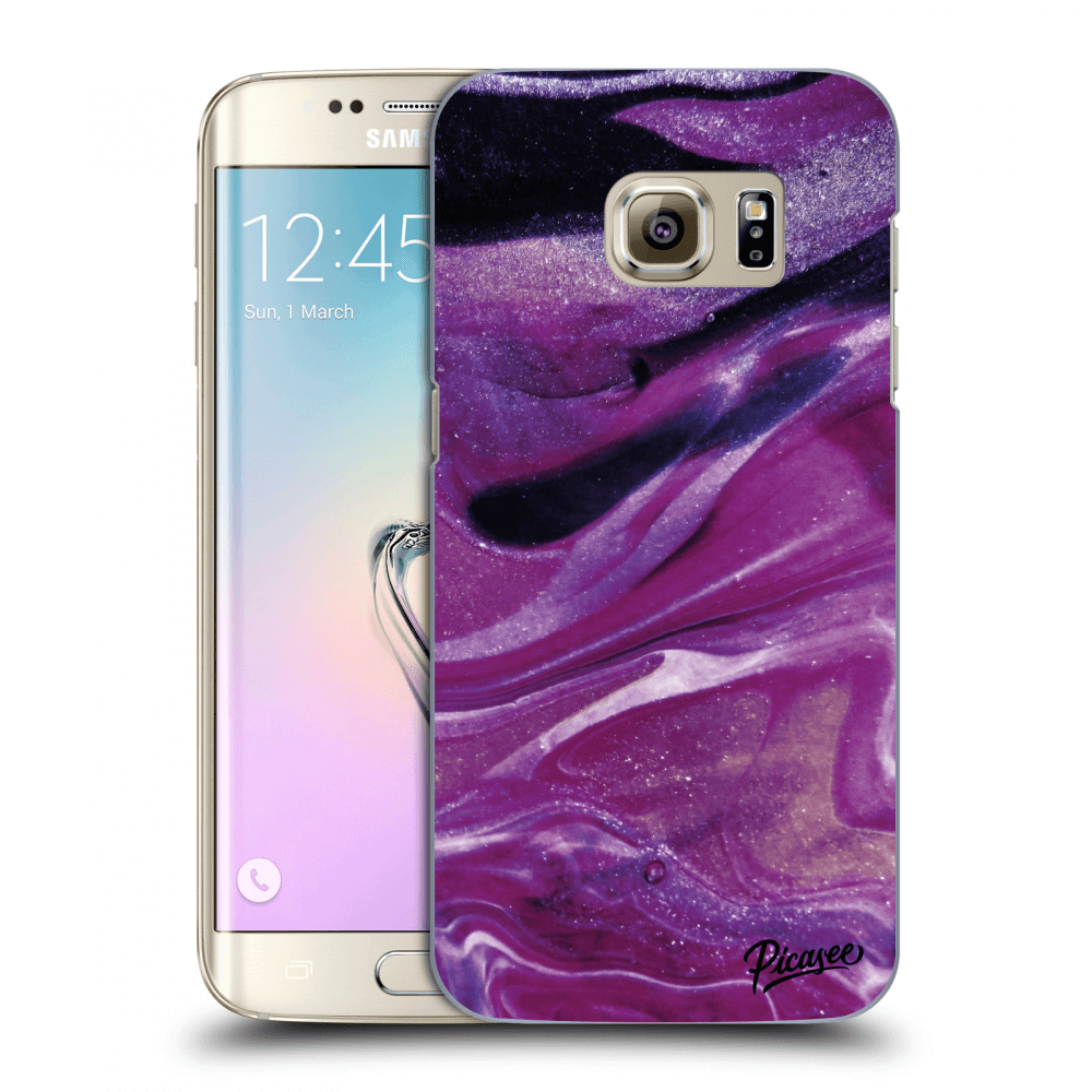 Picasee silikonový průhledný obal pro Samsung Galaxy S7 Edge G935F - Purple glitter