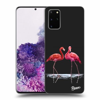 Picasee silikonový černý obal pro Samsung Galaxy S20+ G985F - Flamingos couple