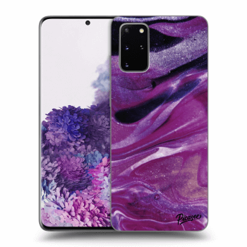 Picasee silikonový průhledný obal pro Samsung Galaxy S20+ G985F - Purple glitter